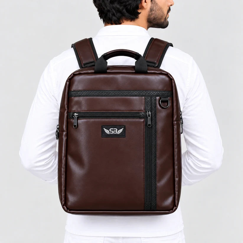 👜3 In 1 Premium Brown Pu Leather Convertible Travel Bag