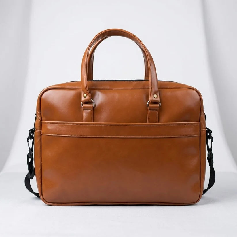 💼 Premium Tan Brown Pu Leather Laptop Bag – Elegant, Stylish & Professional