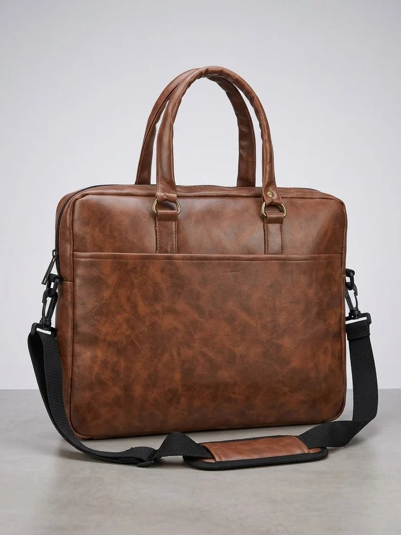 💼 Premium Brown Pu Leather Laptop Bag – Stylish, Elegant & Professional